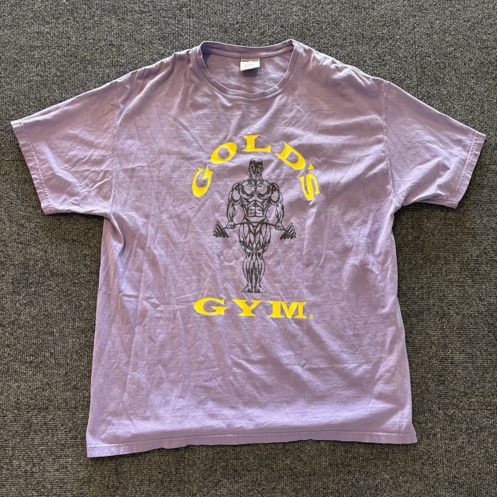 Gold's Gym Men's XL Purple Graphic Print Logo Cotton Knit Crew Neck T-Shirt